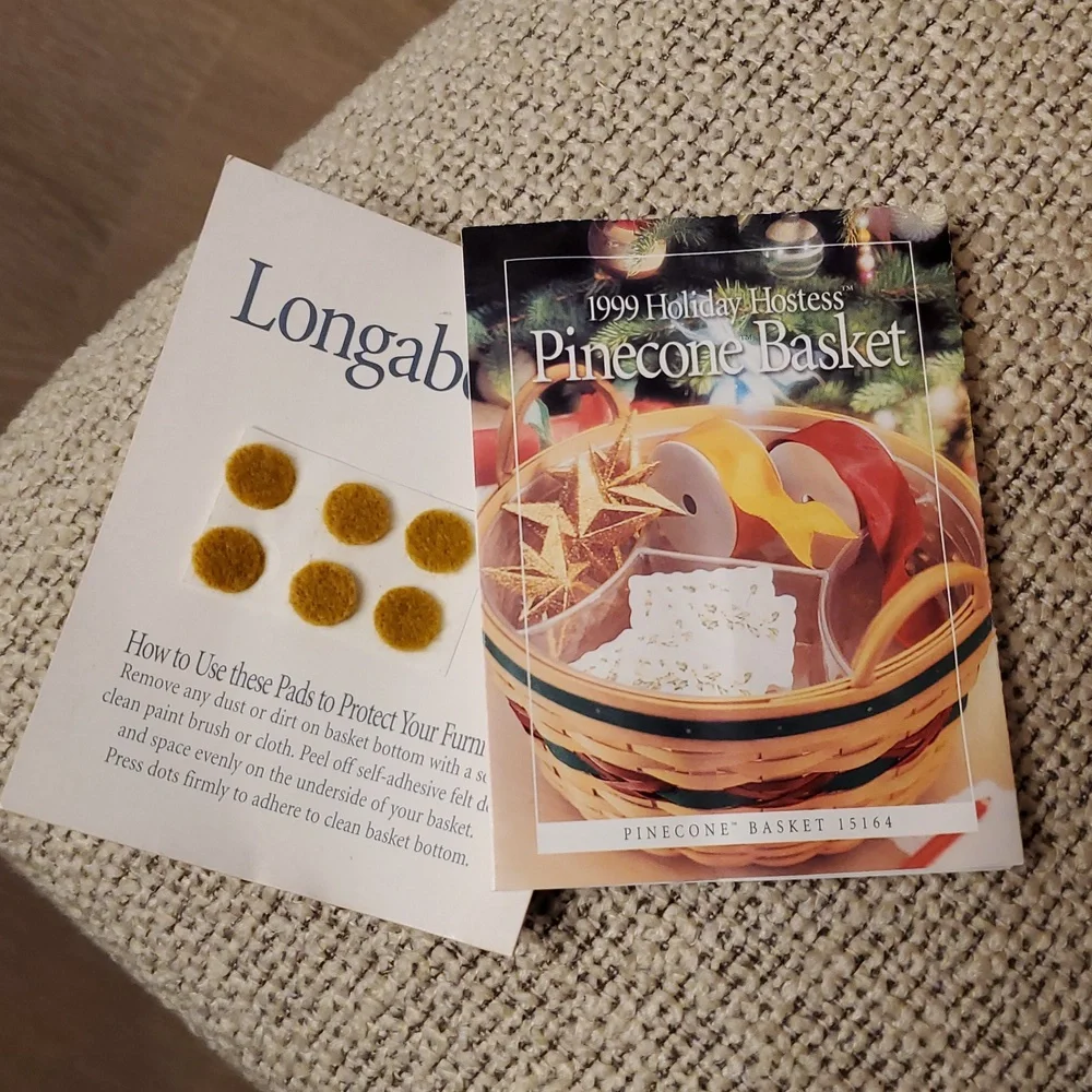 Longaberger 1999 Holiday Hostess Pinecone Basket with Divided Protector Set